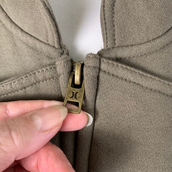 Hurley Size S Full Zip Military Style Jacket Army Olive Green Knit Soft Outdoor - Picture 9 of 14